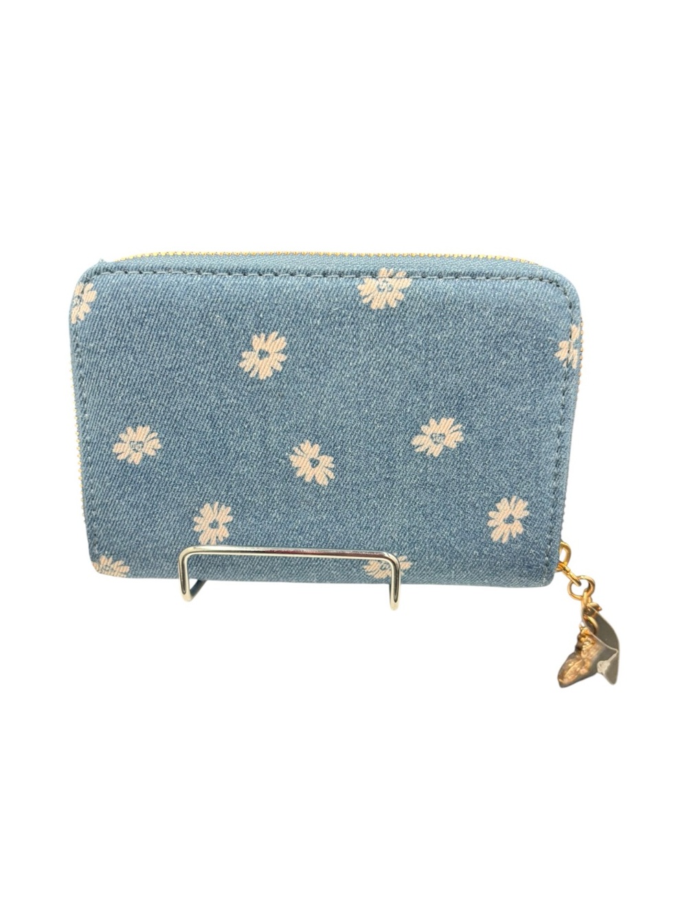 Juicy Couture Blue Denim Daisy Zip-Around Wallet Pink Logo NWOT - Picture 4 of 6